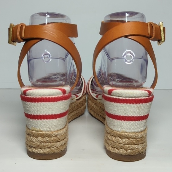 Tory Burch Karissa canvas wedge espadrille platform sandals womans size 9 - Picture 4 of 16